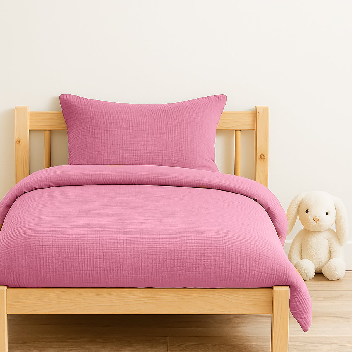 Rosafarbener Bettbezug aus Bio-Baumwolle