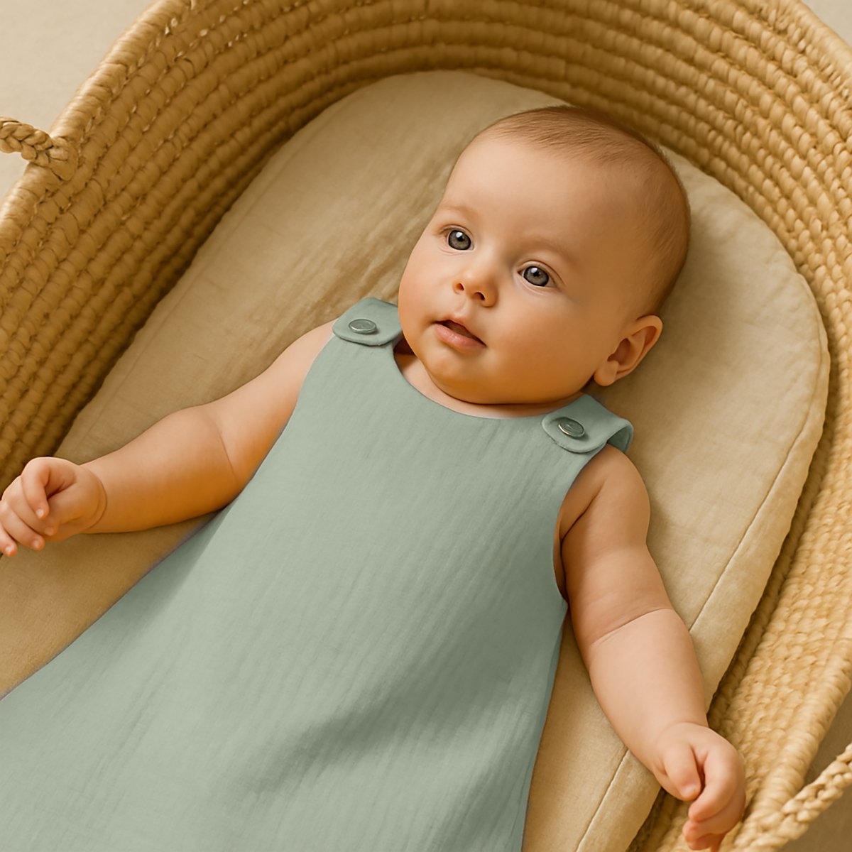 Grüner Sommerschlafsack aus Bio-Baumwolle