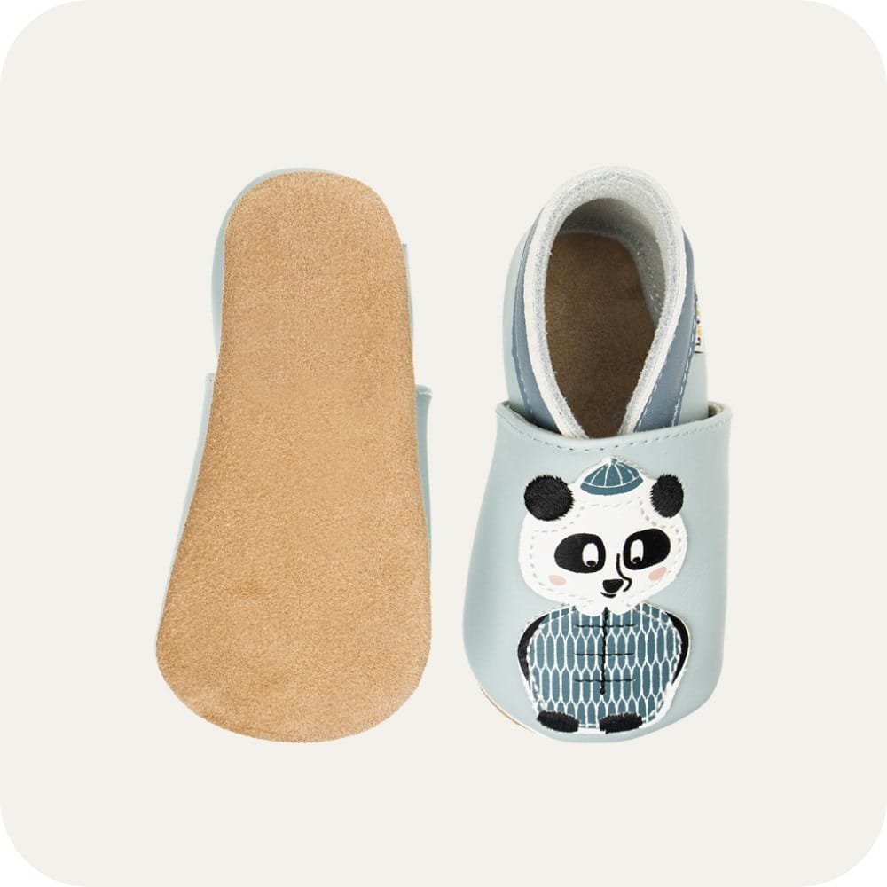 Panda-Babyhausschuhe aus weichem Leder