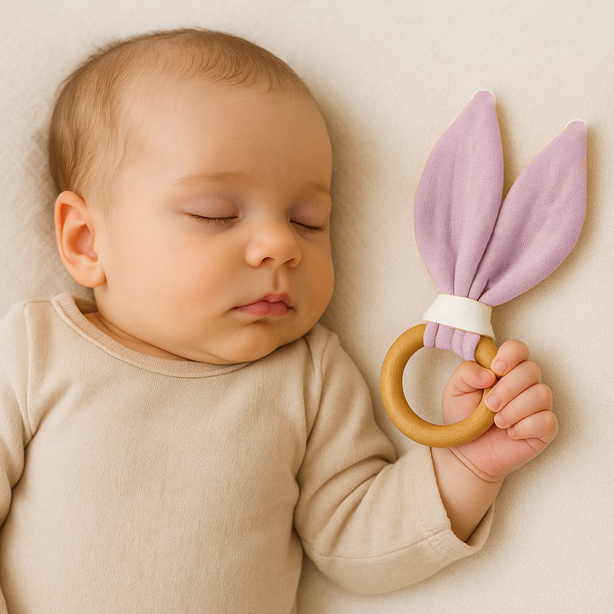 Beißring aus Bio-Baumwolle Rosa