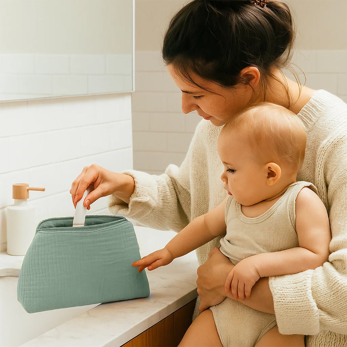 Kulturbeutel aus Bio-Baumwolle Grün