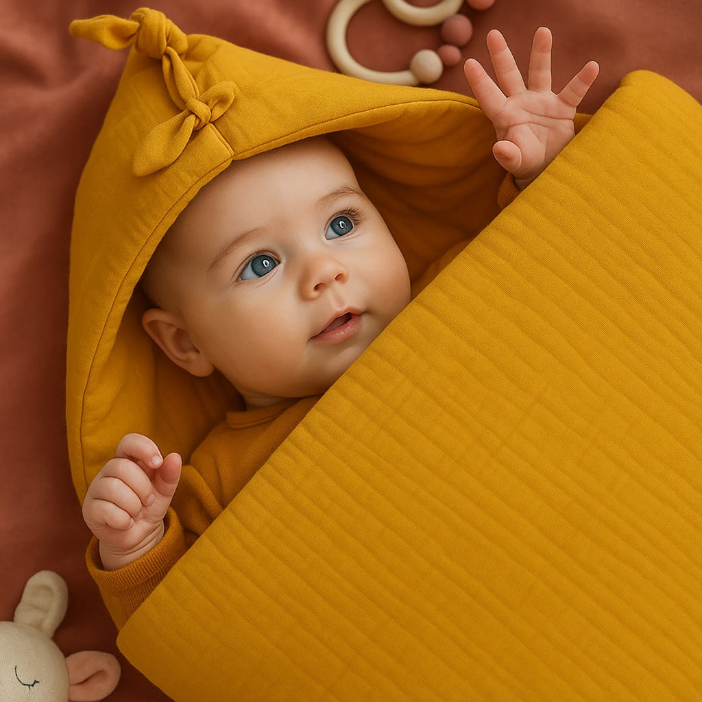 Babynest aus honigfarbener Bio-Baumwolle