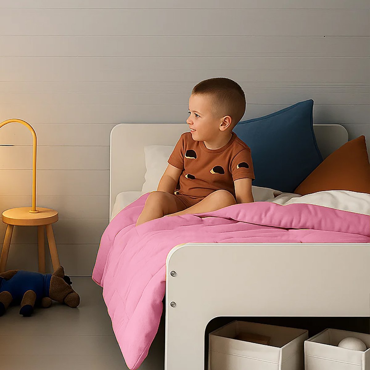 Steppdecke aus Bio-Baumwolle Rosa