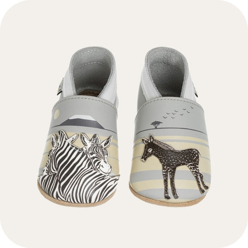 Babypantoffeln aus weichem Leder Zebras