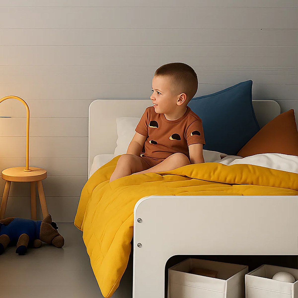 Steppdecke aus Bio-Baumwolle Honigfarbe