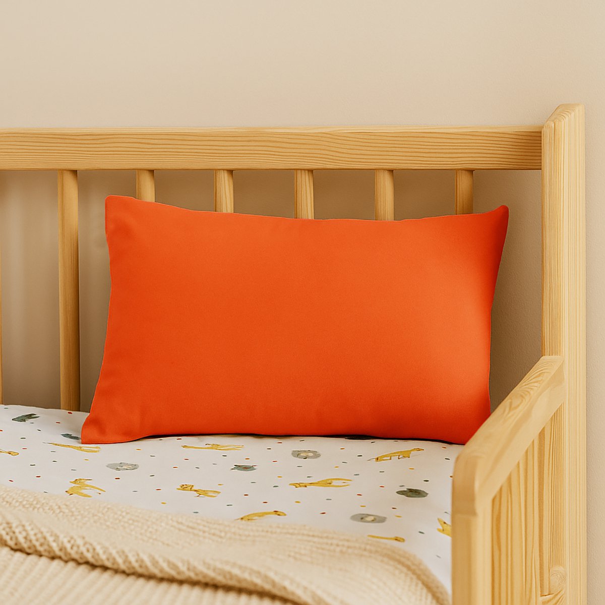 Rechteckiges Kissen aus Bio-Baumwolle Erdbeerfarbe