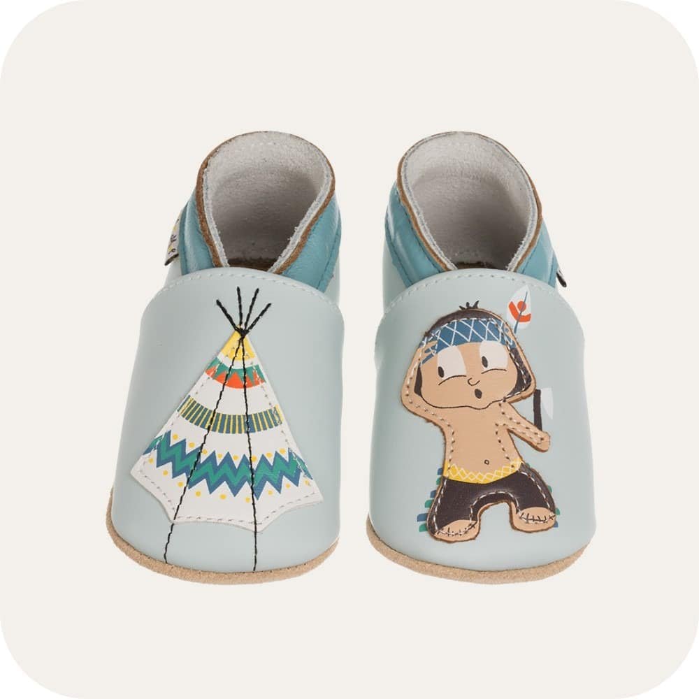 Babyschuhe aus Weichem Leder Indianer und Tipi