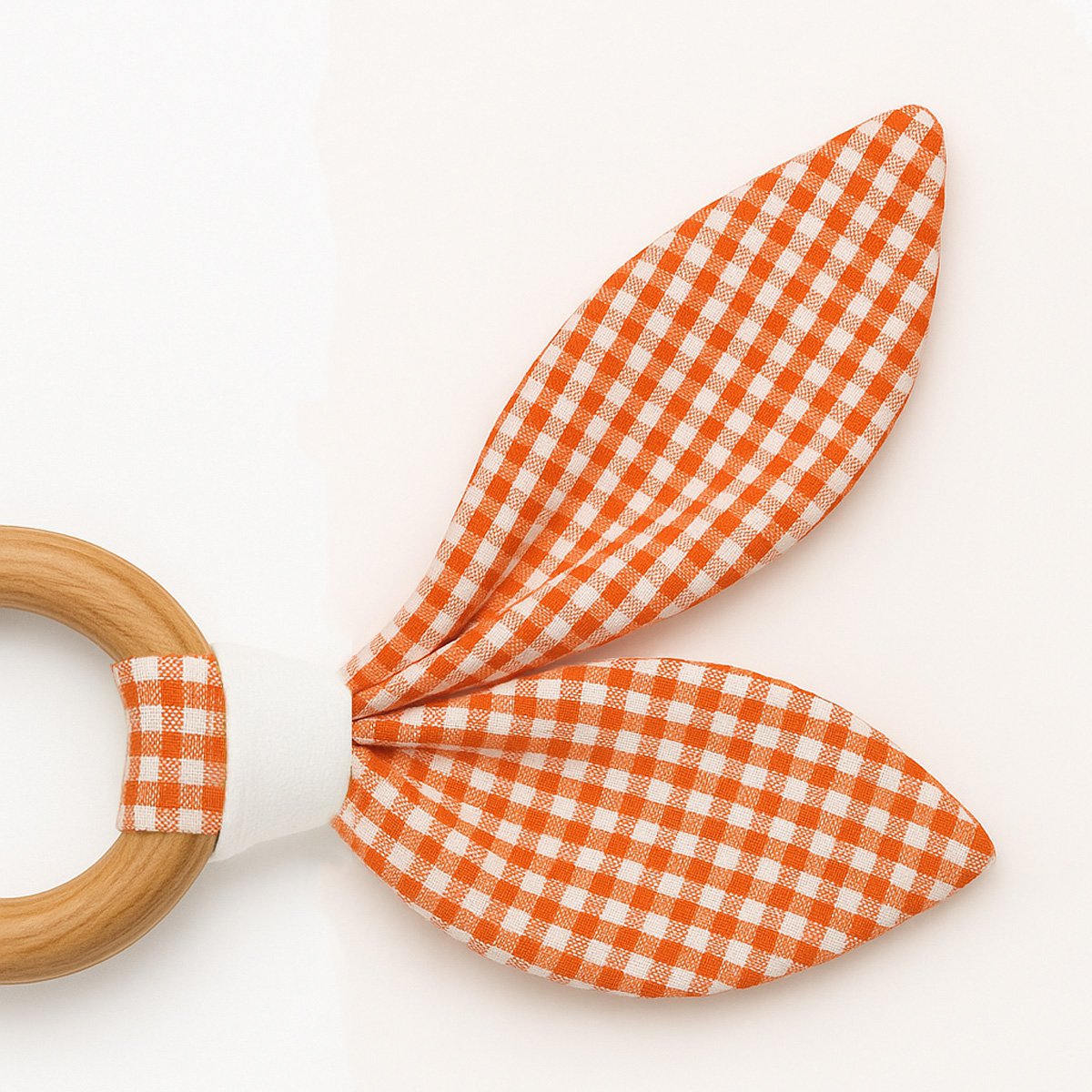 Beißring aus karierter Bio-Baumwolle