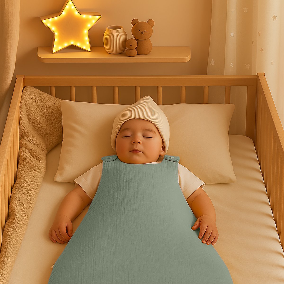 Winterschlafsack aus Bio-Baumwolle Grün